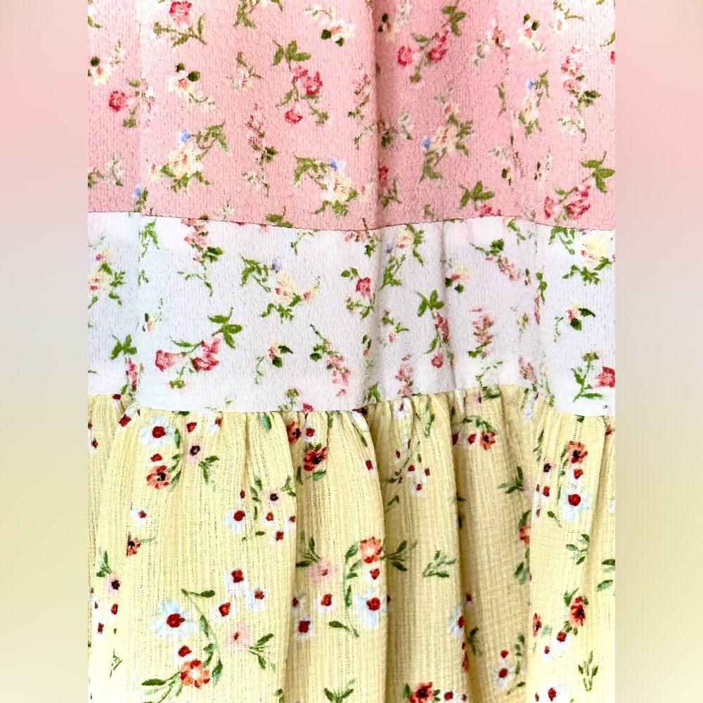 Bonnie Jean Smocked Pink / Yellow Floral Sun Dress - Picture 5 of 16